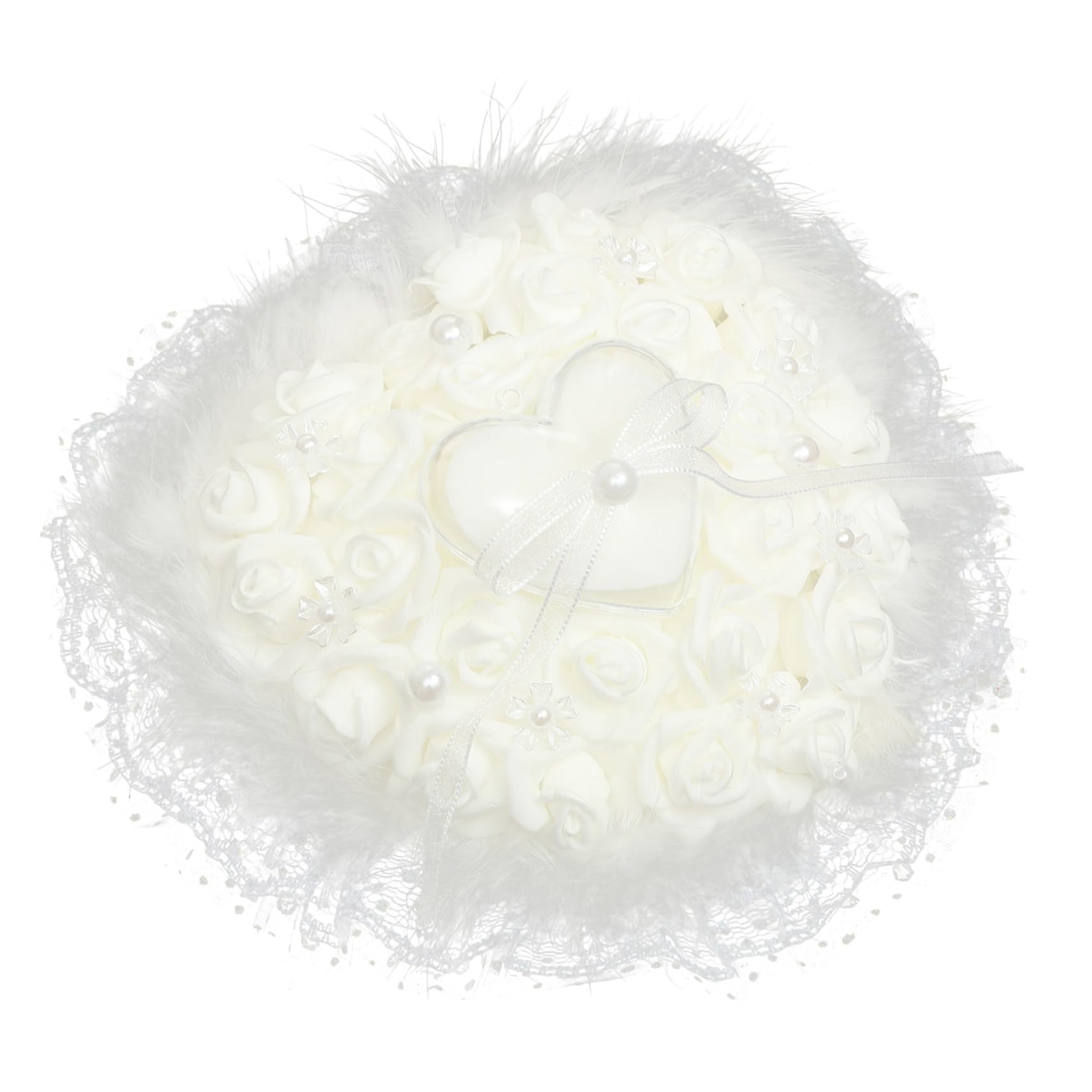 HOLIDYOYO Heart Lace Wedding Ring Pillow Elegant Lace Ring Holder for Bridal Ceremony Material for Romantic Wedding Decor