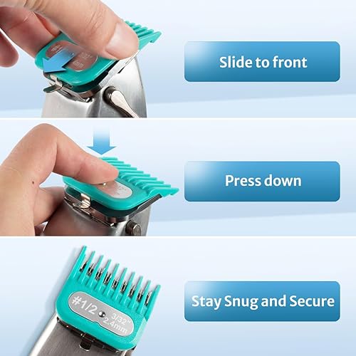 Miniatura 4 de Juego de protectores cortapelos para Andis Master, Oster Fast Feed, Andis AAC-1, GC, LCL, ML, PM-1, PM-2, PM-4, RCAC, RS-1, US-1, Tamaño #0 a #2 12