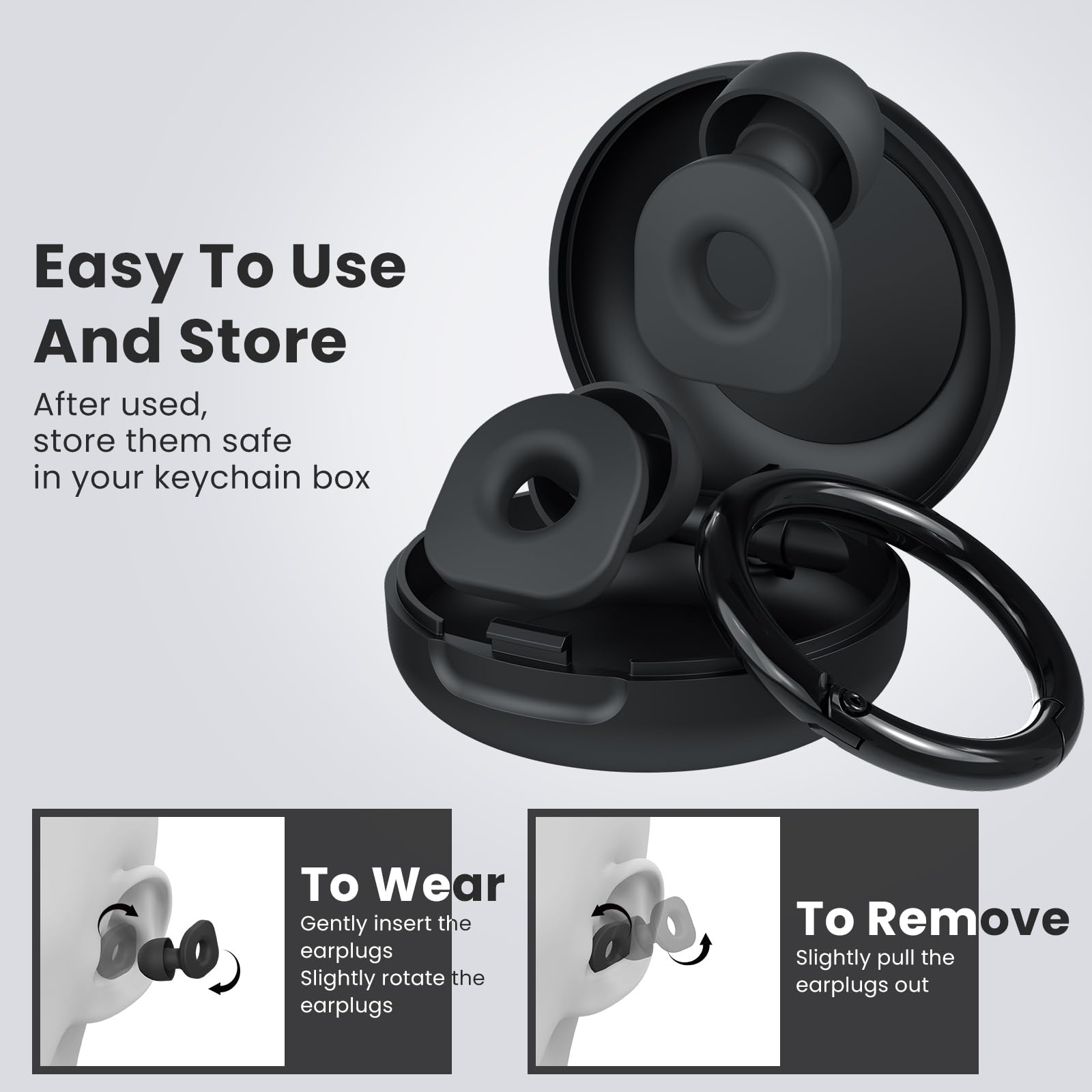 2 pares de tapones para los oídos, tapones reutilizables de protección auditiva con 8 pares de almohadillas y un cable conector, tapones suaves para los oídos para reducción de ruido,
