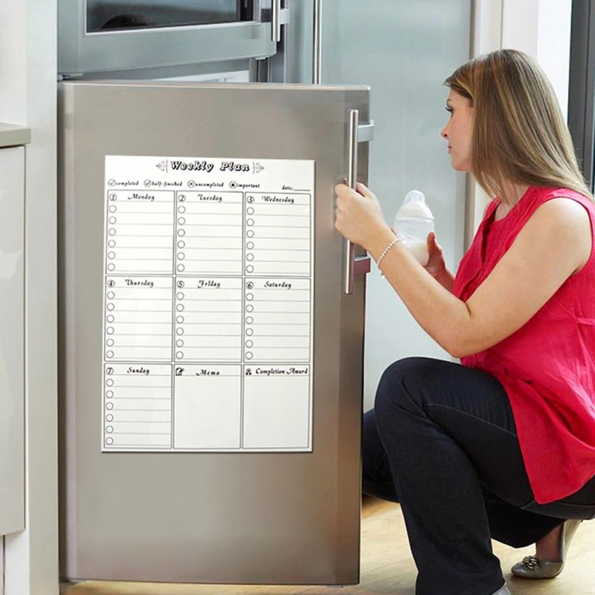 3St Whiteboard-Wochenplaner magnetischer Planer Kühlschrankplaner Zeitmanagement Wochenplaner Kühlschrank Zeitplaner Magnetischer Wochenplaner trocken abwischbarer Planer STOBOK
