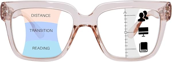 Lentes de lectura progresivos para mujer, tamaño grande, multifocales cuadrados, bloqueo de luz azul para computadora, bisagra de resorte