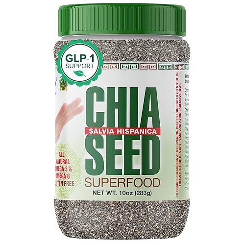 Sanar Naturals Chia Seeds - Omega-3, Protein, Fiber Supplement - GLP-1 Support - Keto and Paleo Friendly - Vegan, Non-GMO, Gluten Free, 10 oz