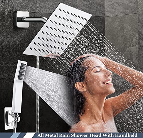 All Metal Dual Square Shower Head Combo | 6" Rain Shower Head | Handheld Shower Wand With 78" Extra Long Flexible Hose | Smooth 3-Way Diverter | A Bathroom Upgrade #TOP7