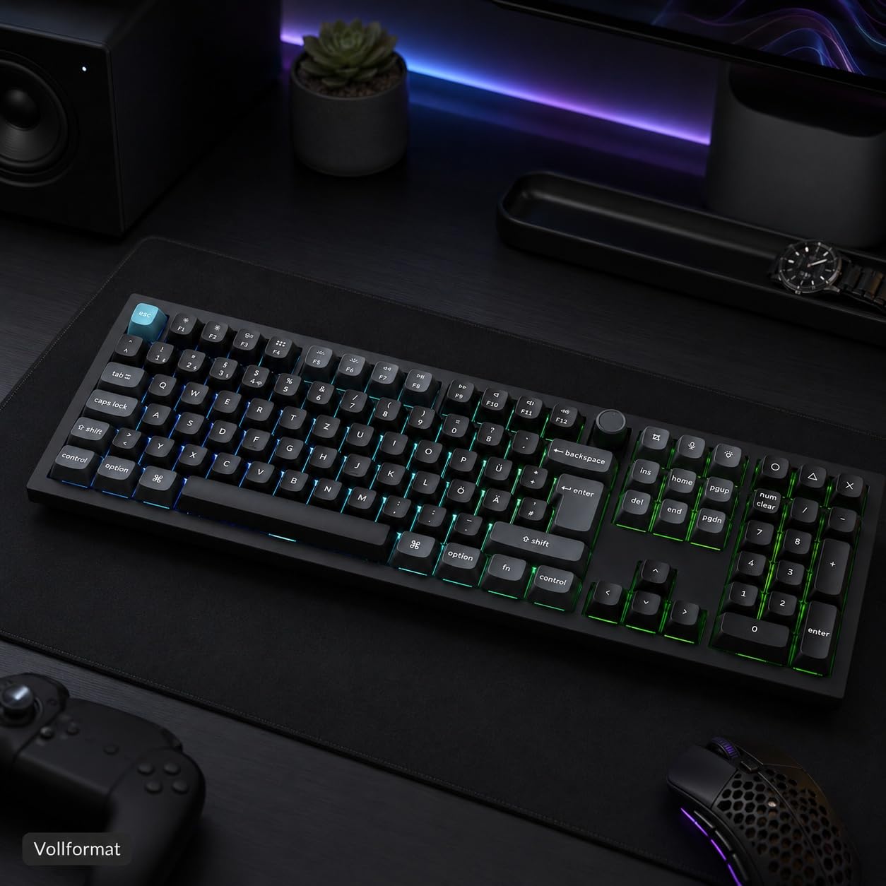 Keychron Q6 Ultra 8K Kabellose Mechanische Tastatur – 100% Vollformat, 8K Hz Abfragerate, ZMK Firmware, 660h Akku, Aluminiumgehäuse, Hot-Swap, RGB, für Mac/Windows (Brauner Schalter)