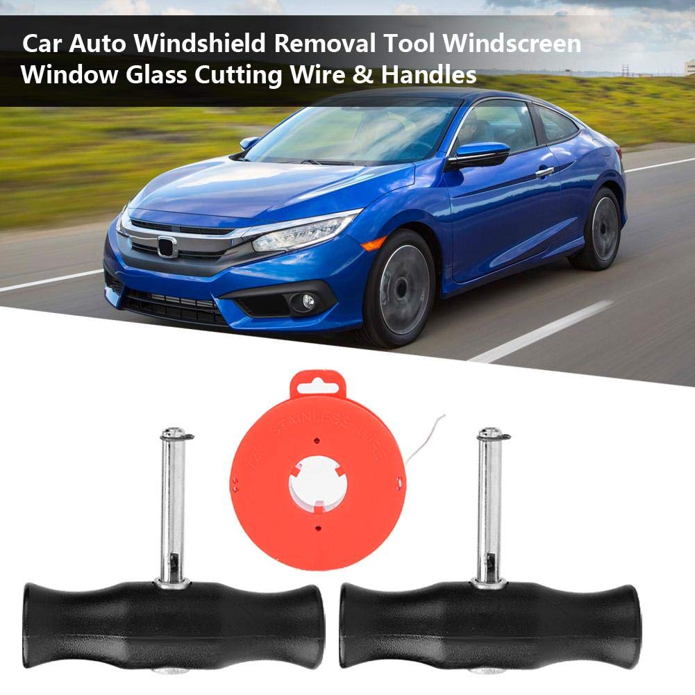 KIMISS Car Windshield Removal Tool, Car Auto Windshield Removal Tool Windscreen Window Glass Cutting Wire & Handles