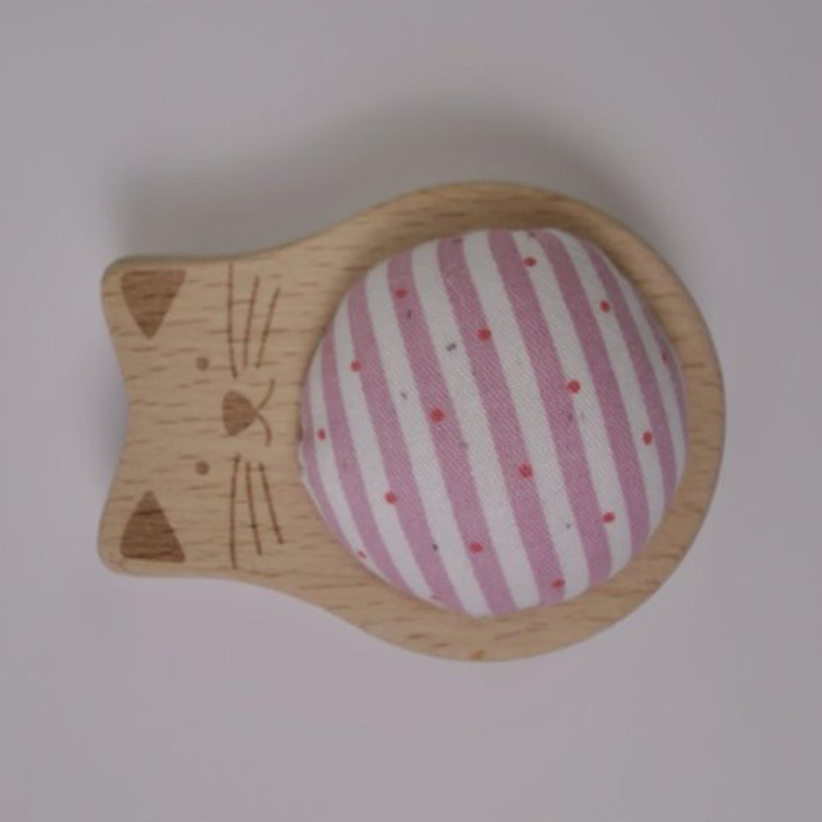 Badiman Sewing Pin Storage Box DIY Crafts Hand Sewing Supplies Wooden Base Holder Pin Cushions Head for College Beginners Mom, Pink