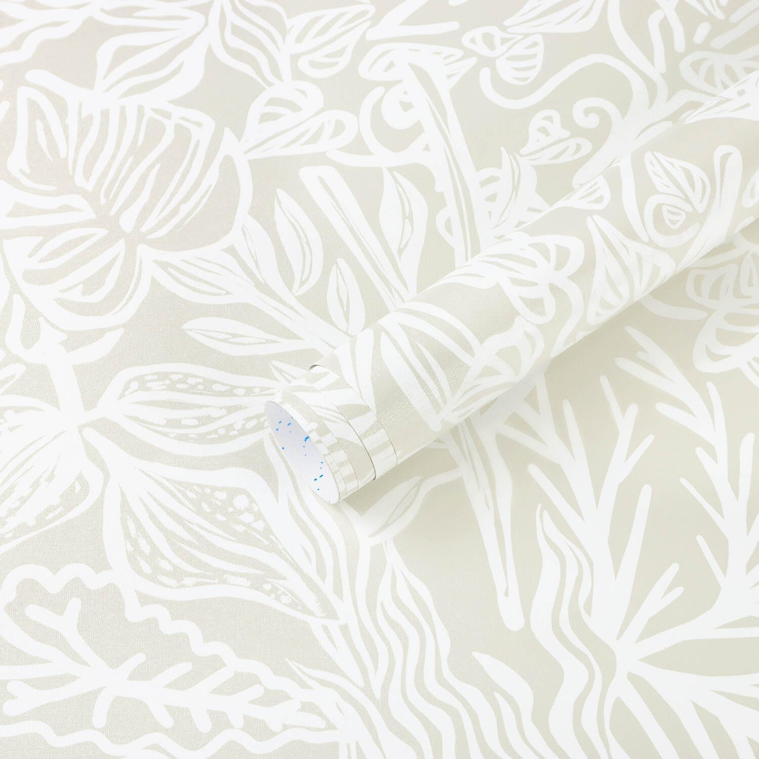 Papier peint autocollant amovible à motif feuille beige rouleau décoratif pour armoire