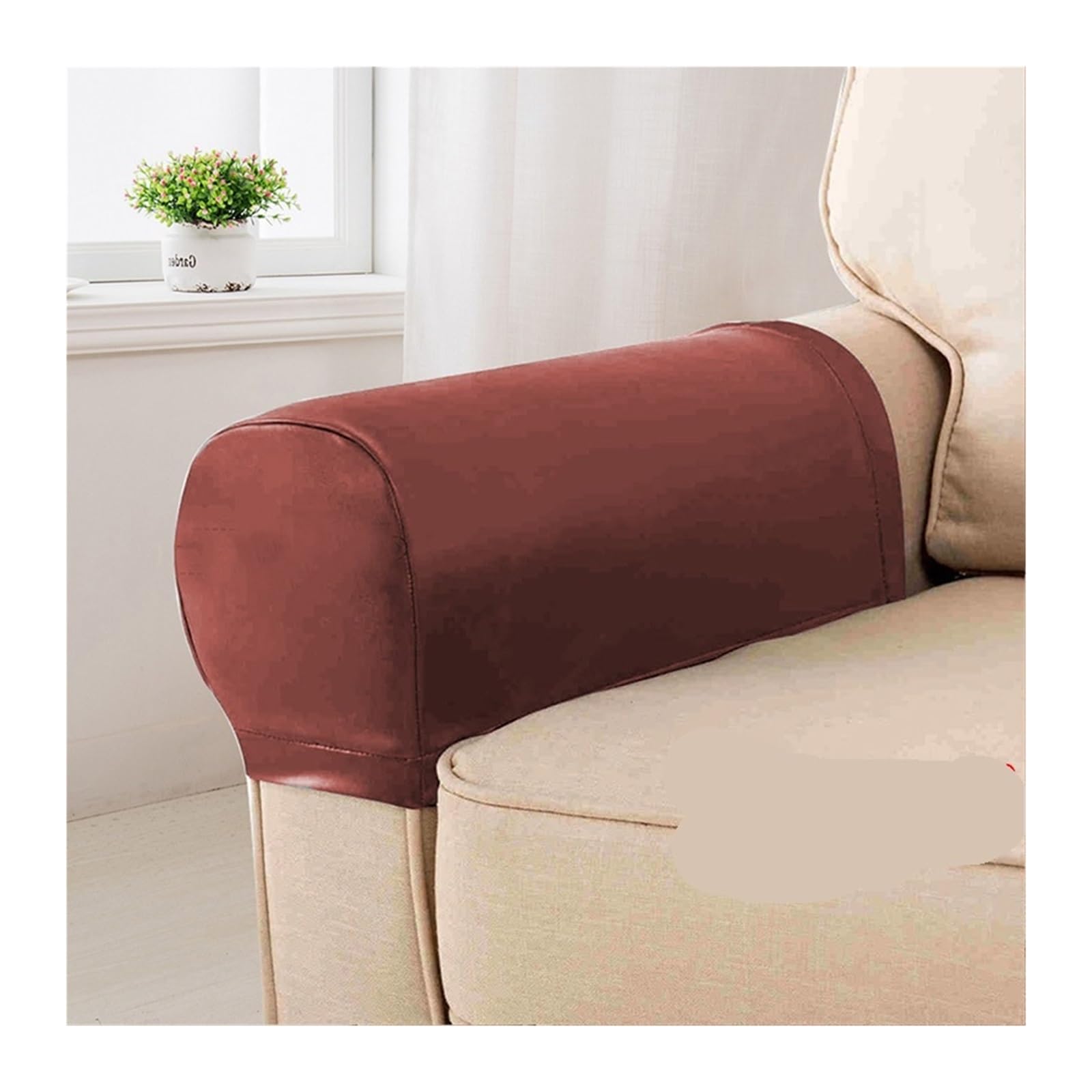 SFOIKVG Arm Covers 2Pcs PU Leather Sofa Armrest Covers Elastic Couch Chair Protector Removable Armchair for Sofa Chair(Orange)