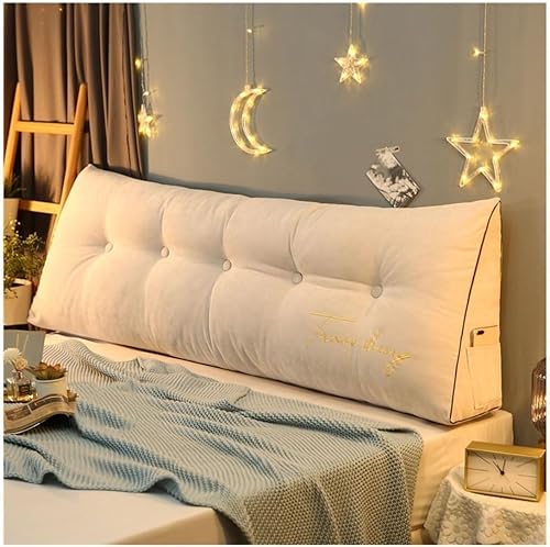 Almohada triangular para la cabeza de cama, cojín grande de espaldacojín de cabecero, almohada de cuña reclinable con funda extraíble (color blanco