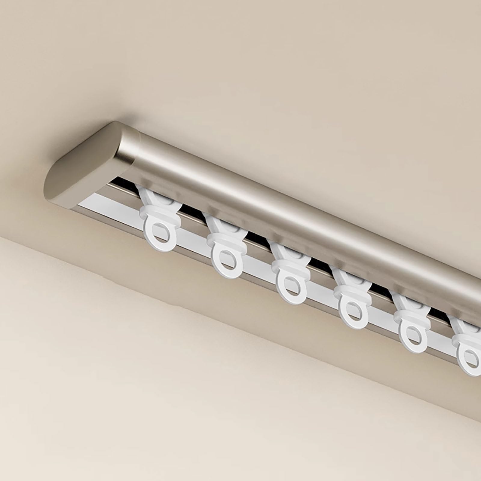 Wytrzymały zestaw szyn do zasłon sufitowych - białe i szampańskie aluminium Ra do salonu sypialni rozdzielacz pokoju - 2,7 m / 8,9 ft rozwiązanie do montażu sufitowego