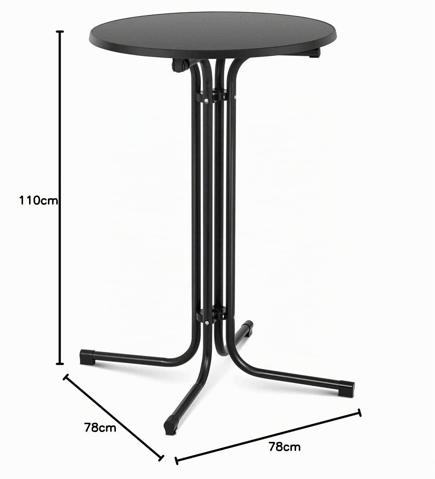Royal Catering Mange-Debout Mange Debout Table Haute Bistrot Bistro Bar Ronde RC-BIS70FB (ø 70 cm, Hauteur de 110 cm, Pliante, Pieds Réglables, Acier Et Contreplaqué Revêtu De Plastique, Noir)