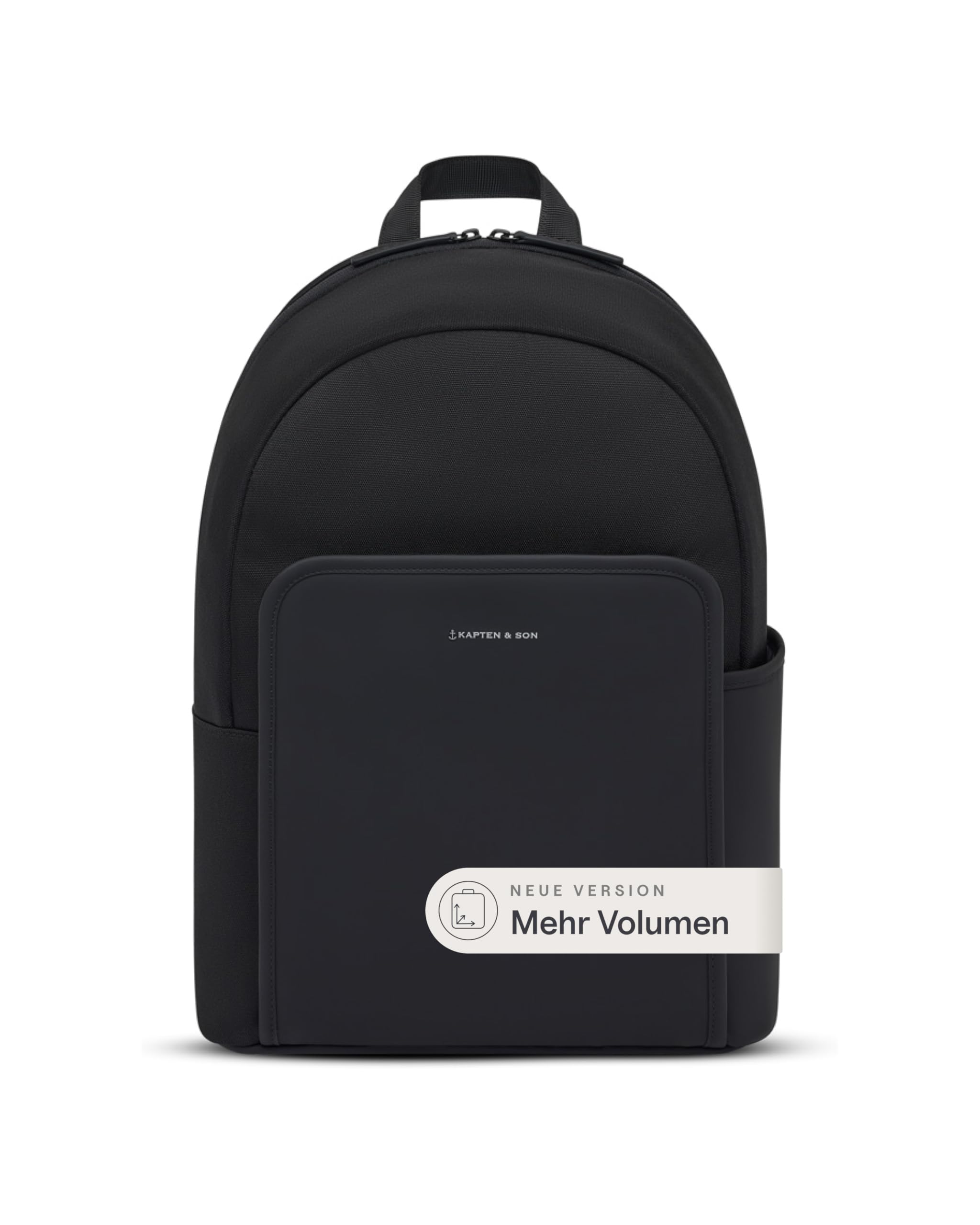 Kapten & Son Rucksack Aalborg NEW All Black 18 L | Rucksack Damen & Herren Schwarz | Handgepäck Rucksack mit 16'' Laptopfach | Backpack ideal für Uni, Arbeit, Reisen