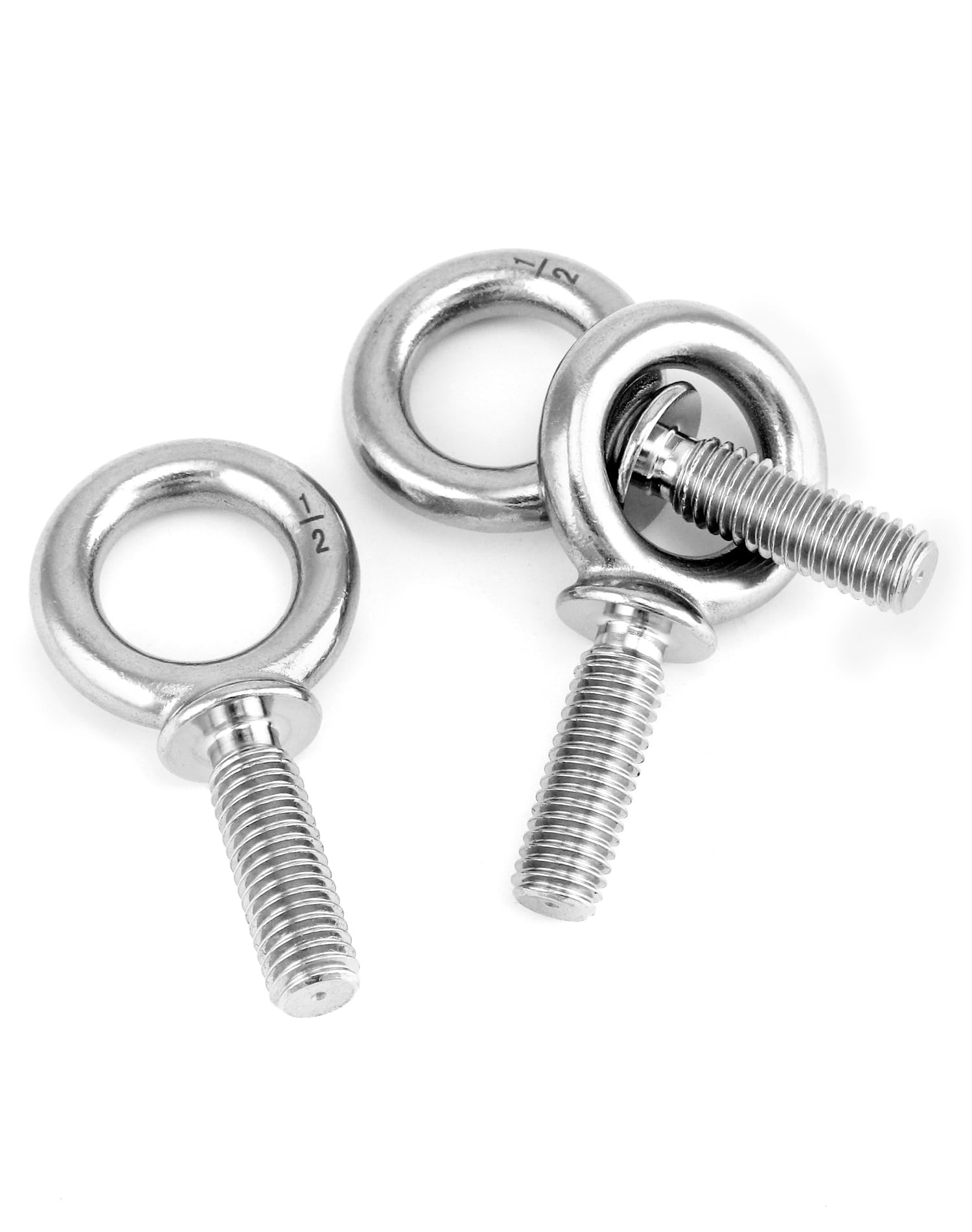 QWORK Bulloni ad occhiello, confezione da 20 occhielli filettati da 1/2" - 33 x 3,8 cm, in acciaio inossidabile di grado marino, per macchine e spallamenti