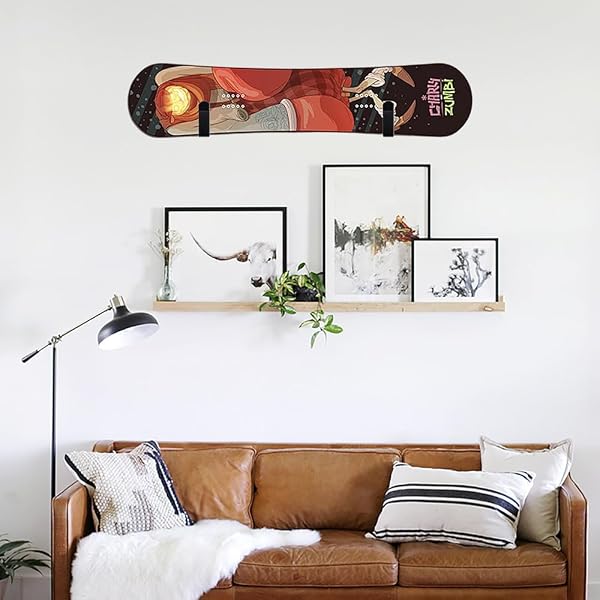 PXRLMYF 4 Pezzi Porta Sci da Muro per Skateboard Porta Orizzontale Snowboard da Parete con Vite Snowboard Accessori Gancio Muro per Sci, Longboard, Wakeboard,Skateboard - 5