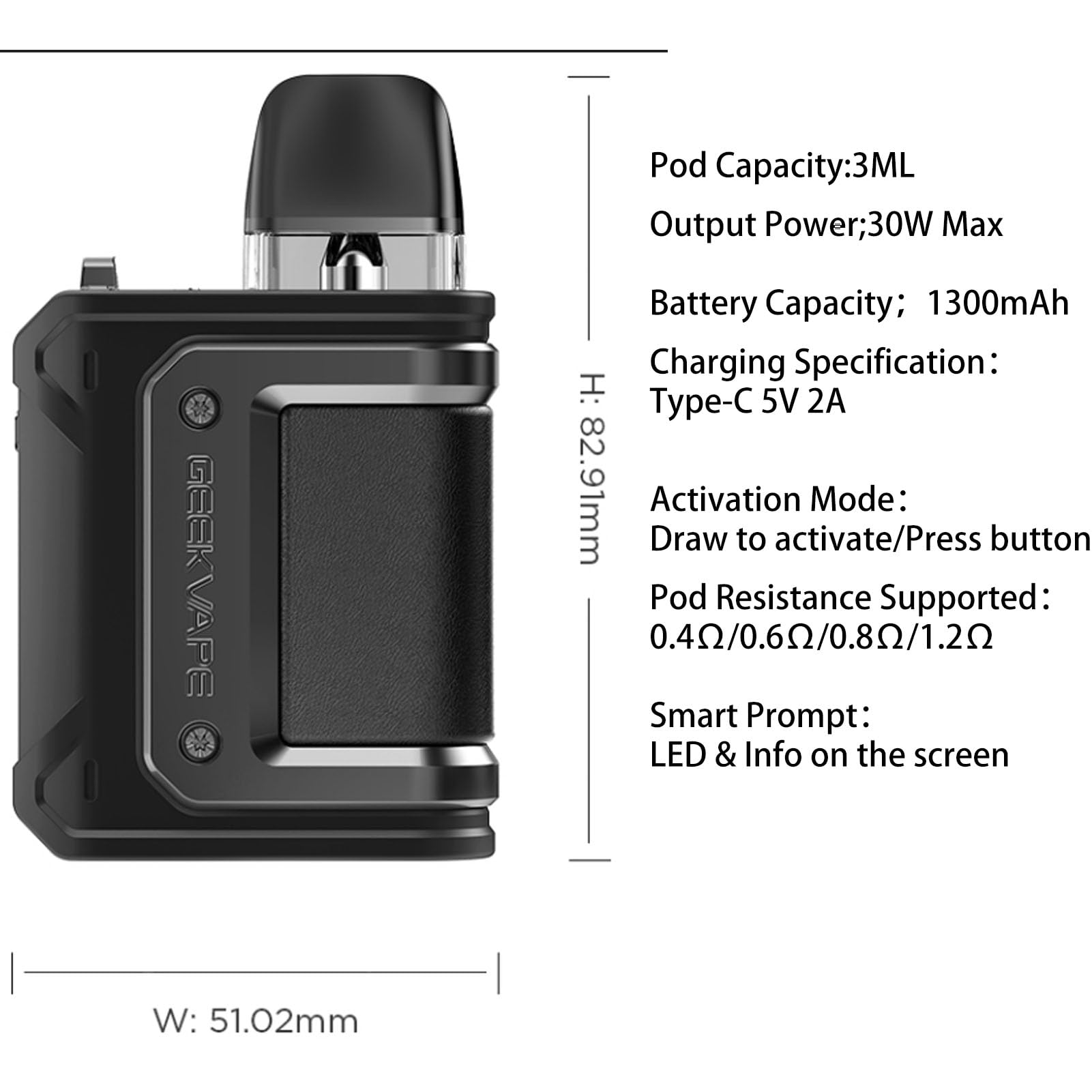 Geekvape Aegis Hero Q Kit [Auto-Draw & Pulsante Attivazione] Costruito in  batteria da 1300 mAh, schermo da 0,54 pollici, adatto GEEKVPAE Q cartuccia  senza nicotina (Arcobaleno) : Amazon.it: Elettronica