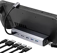 Hub Usb-C Para Steam Deck Dock Station Suporte Base Rj45 Hdmi 4K 60hz 3 Usb 3.0 Estação de Ancoragem Hub Tipo C 6 em 1 Dex Grupo First Shop