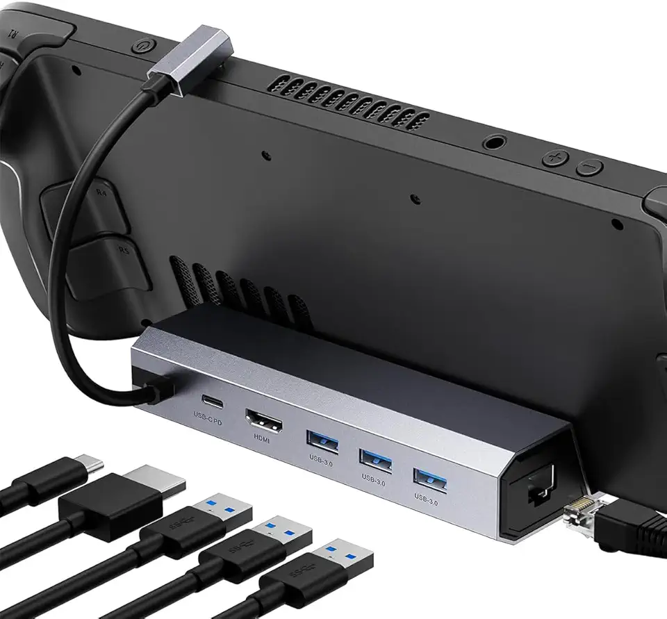 Hub Usb-C Para Steam Deck Dock Station Suporte Base Rj45 Hdmi 4K 60hz 3 Usb 3.0 Estação de Ancoragem Hub Tipo C 6 em 1 Dex Grupo First Shop
