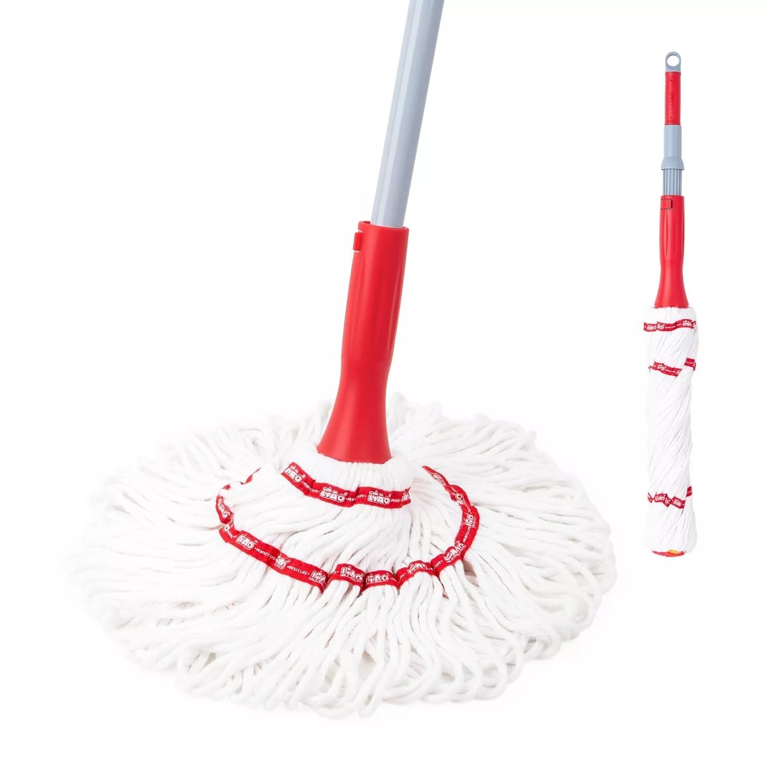 Liao Extendable Twist Mop Microfibre Cotton Head Adjustable Handle Self Wringing from B&Q