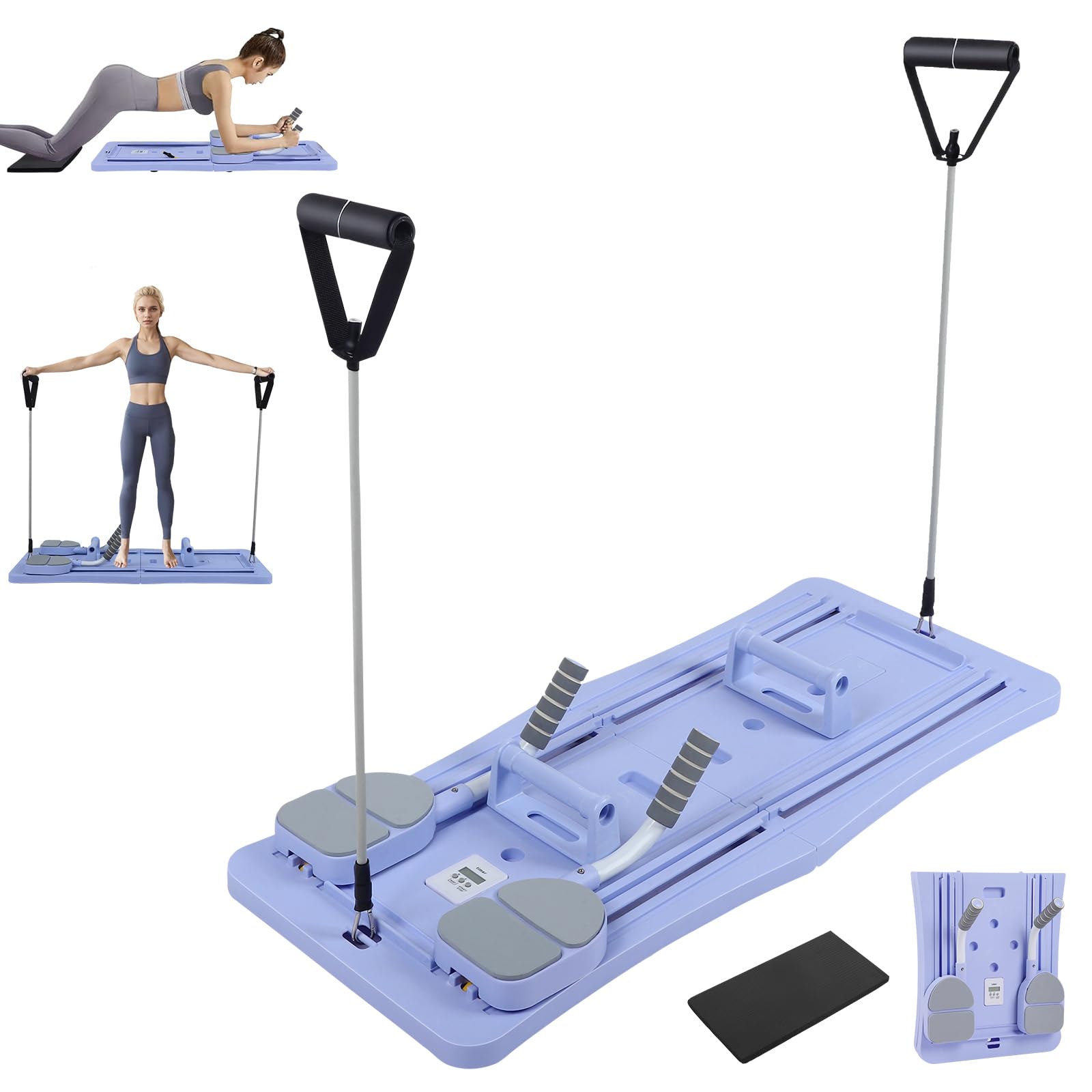 Pilates Board Foldable with Timer, Home Sliding Reformer for Full Body