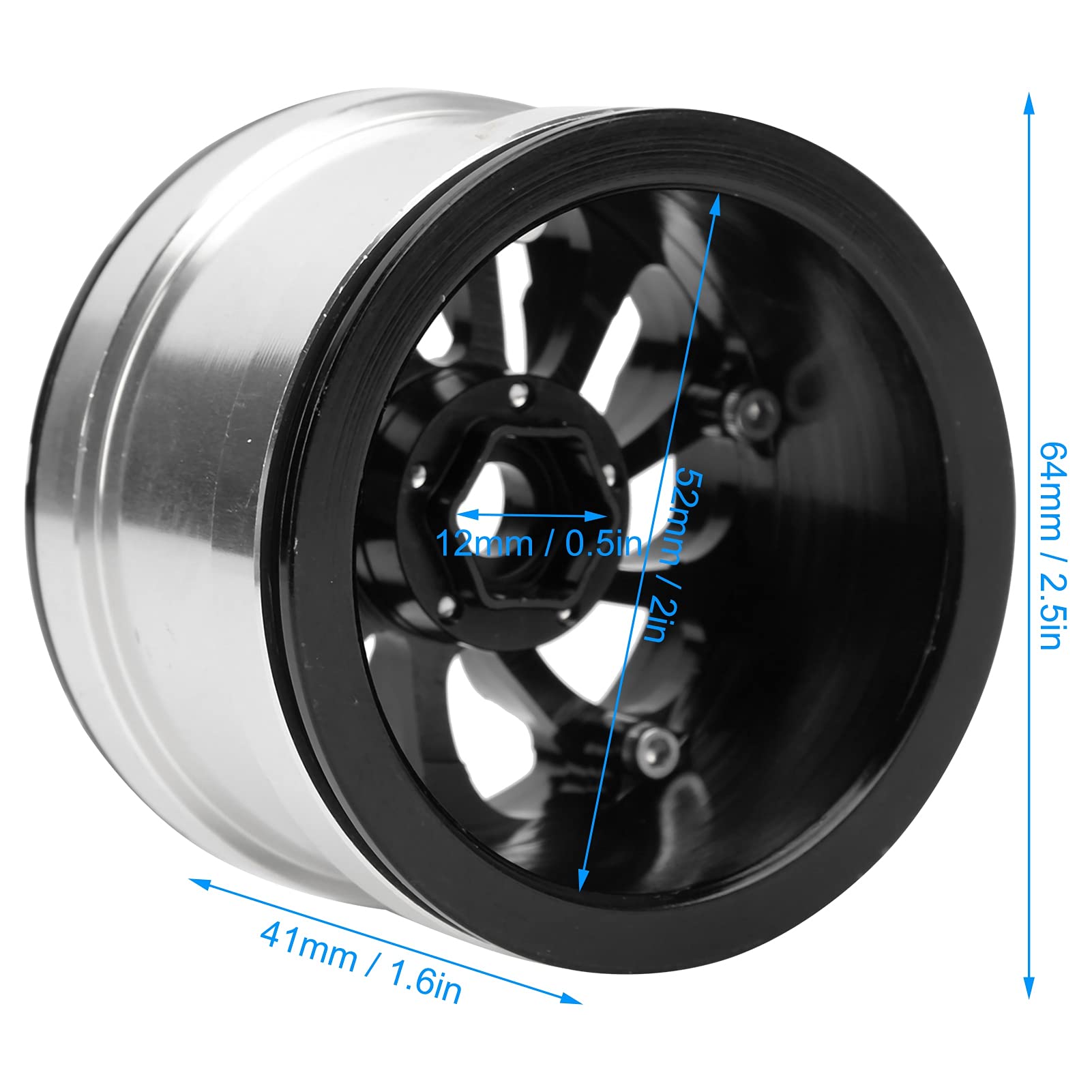 Obręcze Kół RC, Odporne na Zużycie, Trwałe Felgi ze Stopu Aluminium Beadlock z Blokadą, Nieprzywierające, Kompatybilne z Samochodami Gąsienicowymi RC w Skali 1/10(czarny)