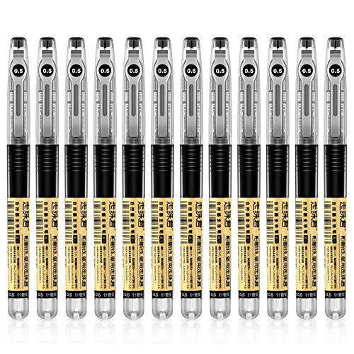 Rollerball Pens,0.5 mm Extra Fine Point Pens,Liquid Ink Pen Rollerball Pens Black,12 Pack