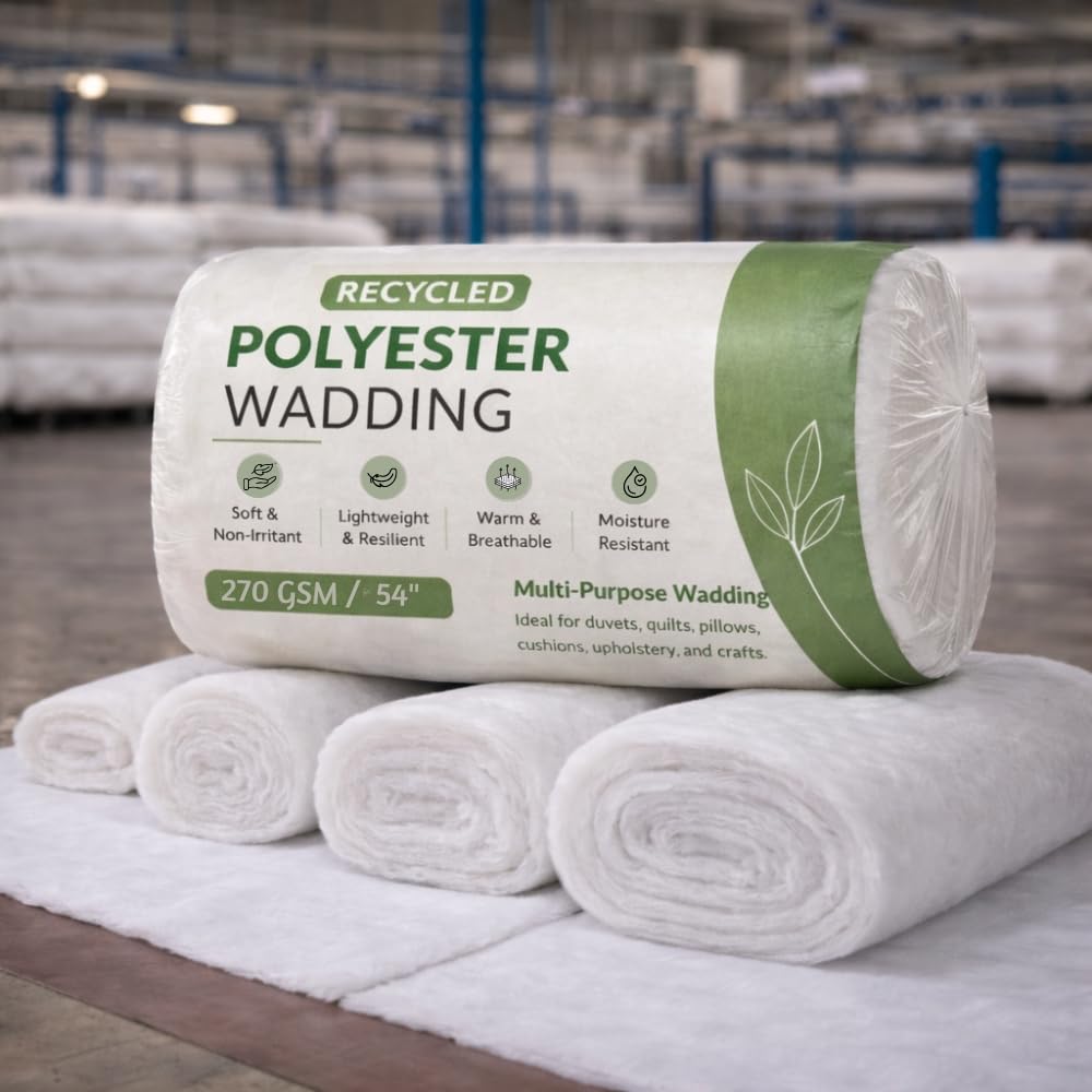 MHG Textiles Premium Wadding Roll for Quilting, Crafts, Upholstery & Sewing - 10 Metres Length, 6oz/270gsm - 54” Wide - Hypoallergenic Recycled Polyester - Soft, Durable, Washable - Multi-Use Padding