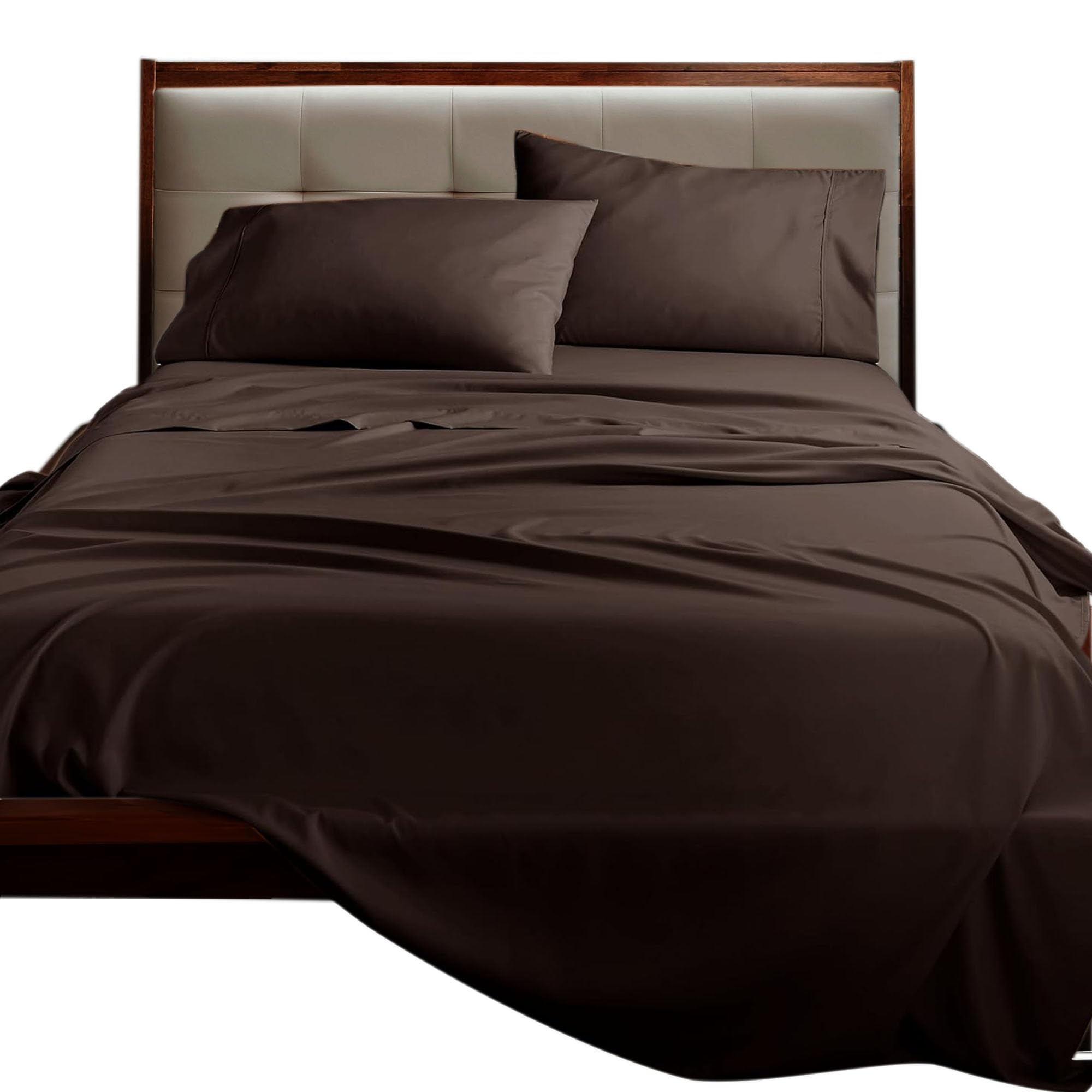 various Juego de Sábanas Cama 160 Microfibra Cepillada Prelavada, 4 Piezas con Sábana Bajera Ajustable 30 cm, Sábanas Suaves y Cálidas para Invierno,Dos Funda Almohada 50x75 cm,Marrón