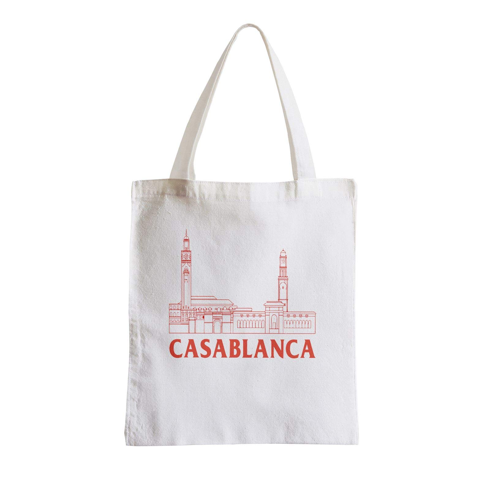 FabulousLarge Canvas Tote Shopping Bag Casablanca Minimalist Travel Morocco Orient