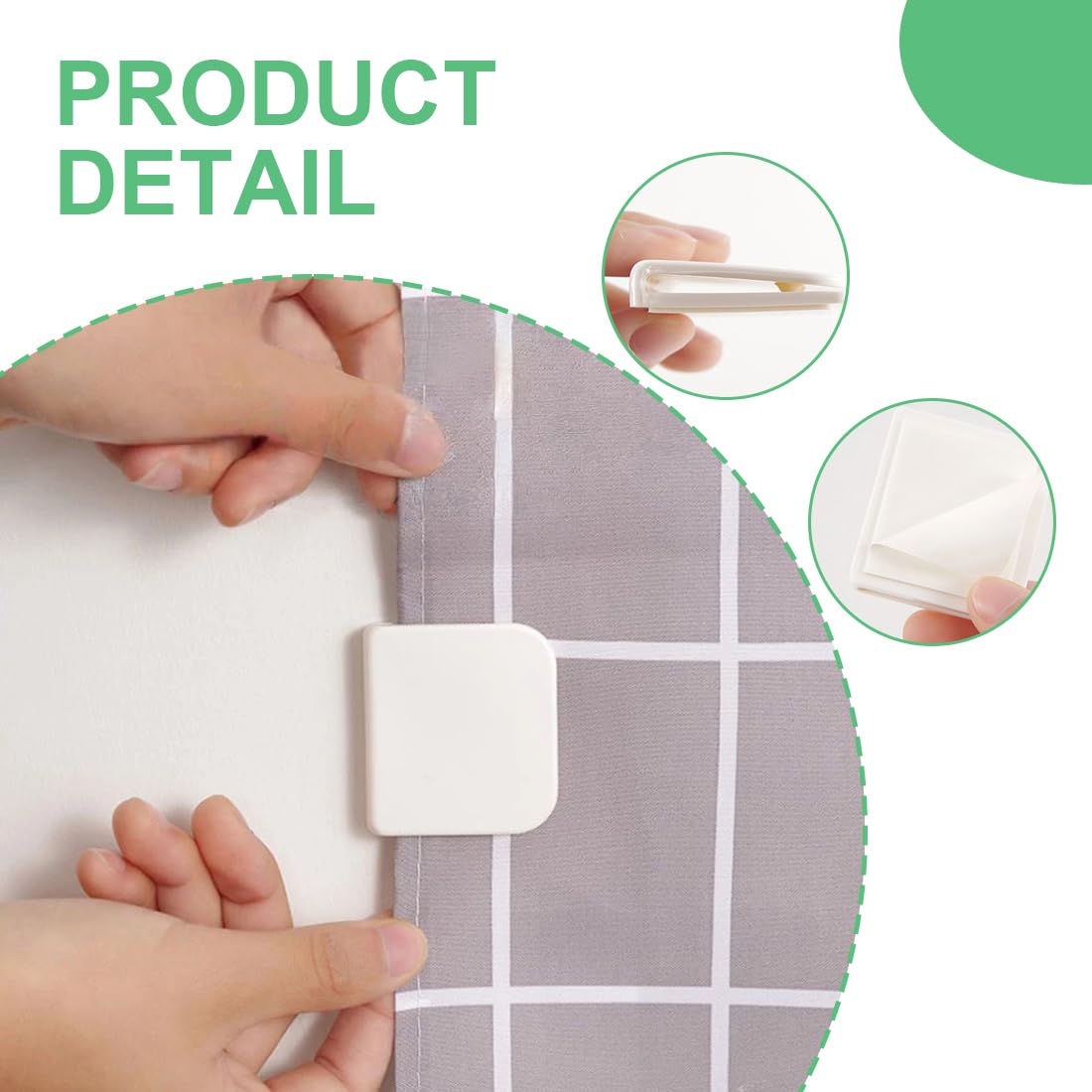 Clips Rideau Douche Auto-Adhésifs - Lot De 4 - Blanc ABS - Anti-Éclaboussures