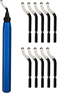 Aluminum Deburring Tool Kit Set 11 pcs HSS Blades with A Swivel Handle Removing Burr for Metal Steel Aluminum Plastic Wood Fiberboard and Steel deburring tool blades for metal deburring tool drill deburring tool kit for metal deburring tool metal deburring tool tips