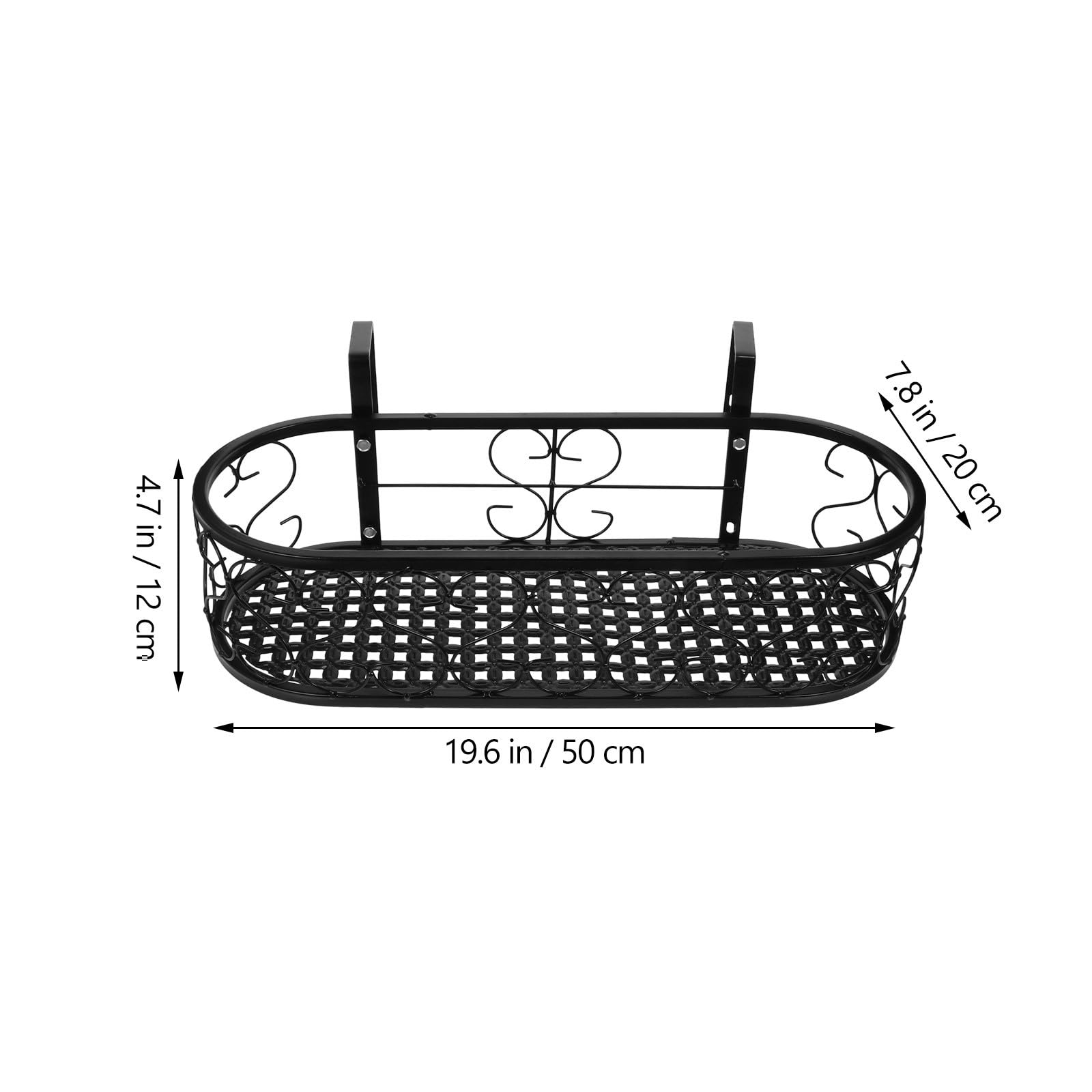 Blumenkasten Halterung für Geländer Hängendes Pflanzenregal aus Eisen Schwarz Stabil und Formfest für Balkon und Garten