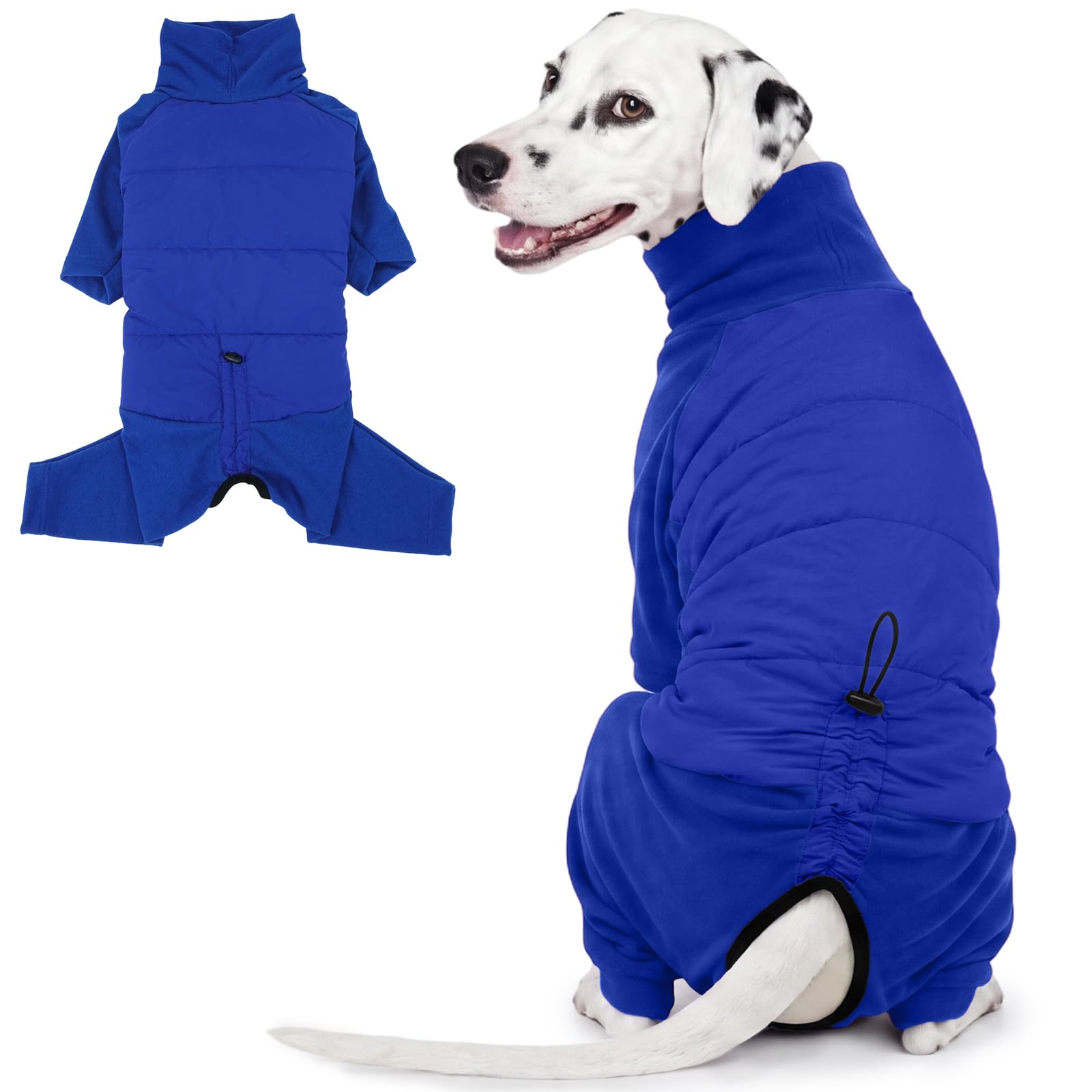 OUOBOB Dog Winter Coat Warm Fleece for Large Dogs Blue L