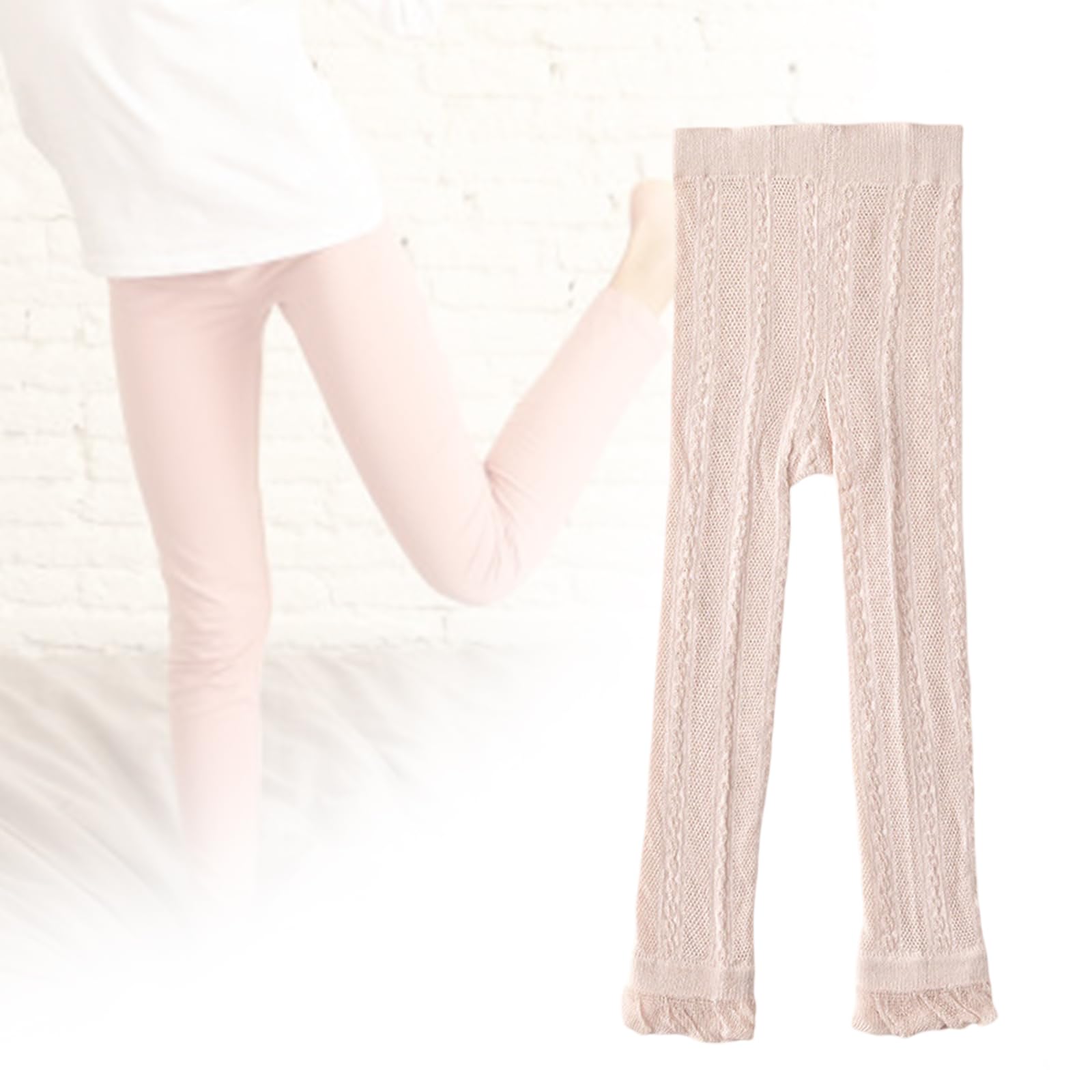 Montesy Girls Breathable Cotton Leggings for Daily Comfort 1-6 Years Baby Tights Stretch Cropped Pants Elastic Bottoms, White, X-Large