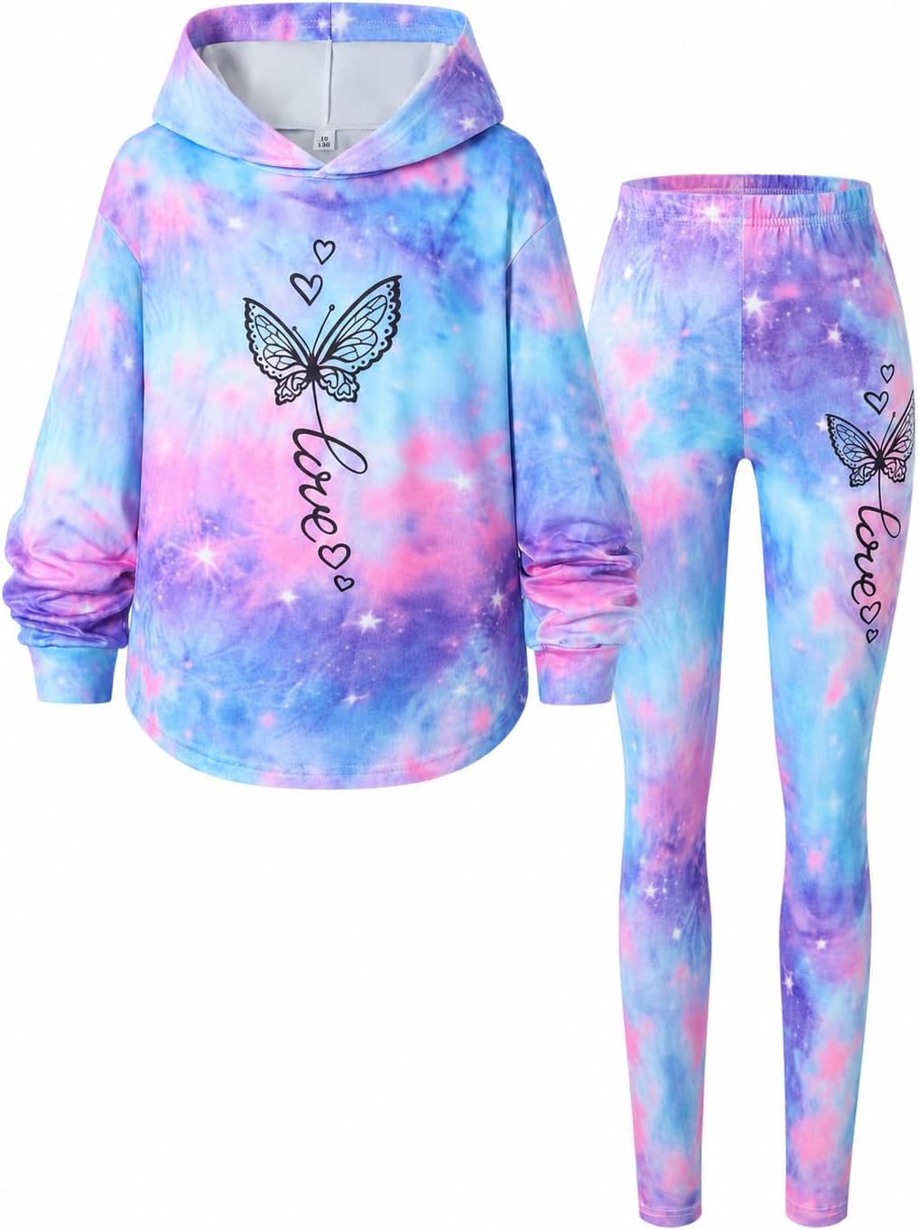 Tween Girls Clothes 2 Piece Outfits Butterfly Tie-Dye Hoodie Sweatshirt & Legging Fall Winter Clothing Set 7-14Y