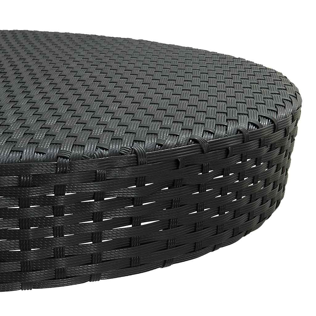Set de Bar para jardín ratán sintético Negro con 5 Piezas, Mesa Redonda Acero Recubierto y 4 taburetes con Cojines, Ideal para terraza, Patio, reunión y Descanso al Aire Libre