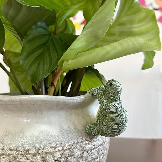 The Decorshed Cute Climbing Tortoise Flower Pot Hugger Figurines Resin Hanging Turtle Statue Planter Pot Decorations for Home Garden Fence Balcony Patio Lawn Yard Ornaments(Pack of 1) - Image 3 thumbnail