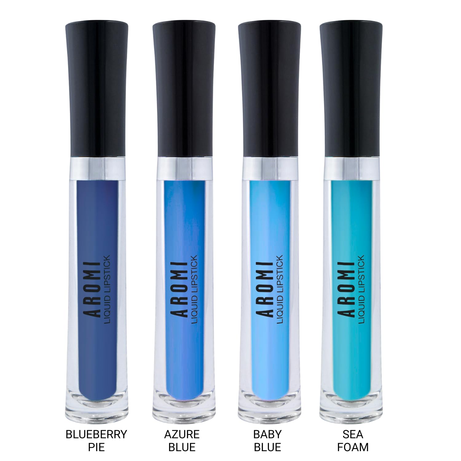 Aromi Matte Liquid Lipstick Bundle | Long-lasting, Light, Baby Blue, Dark Navy, Sea Foam, Azure Blue Lip Color for Women (BlueLiquid Lipstick Bundle) | Matte Finish