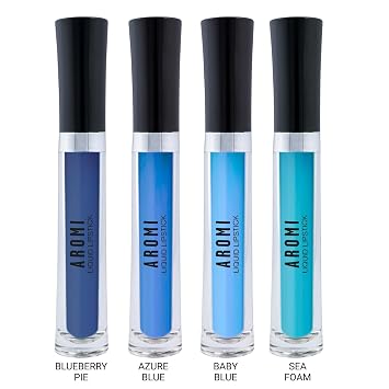 Aromi Matte Liquid Lipstick Bundle | Long-lasting, Light, Baby Blue, Dark Navy, Sea Foam, Azure Blue Lip Color for Women (BlueLiquid Lipstick Bundle)