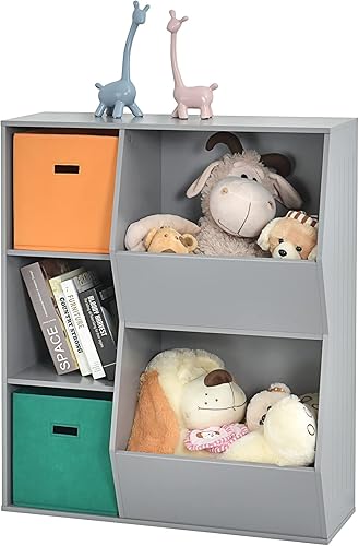 HONEY JOY Organizador de almacenamiento de juguetes para niños estantería y estantería para niños con 2 cajas de almacenamiento gabinete de