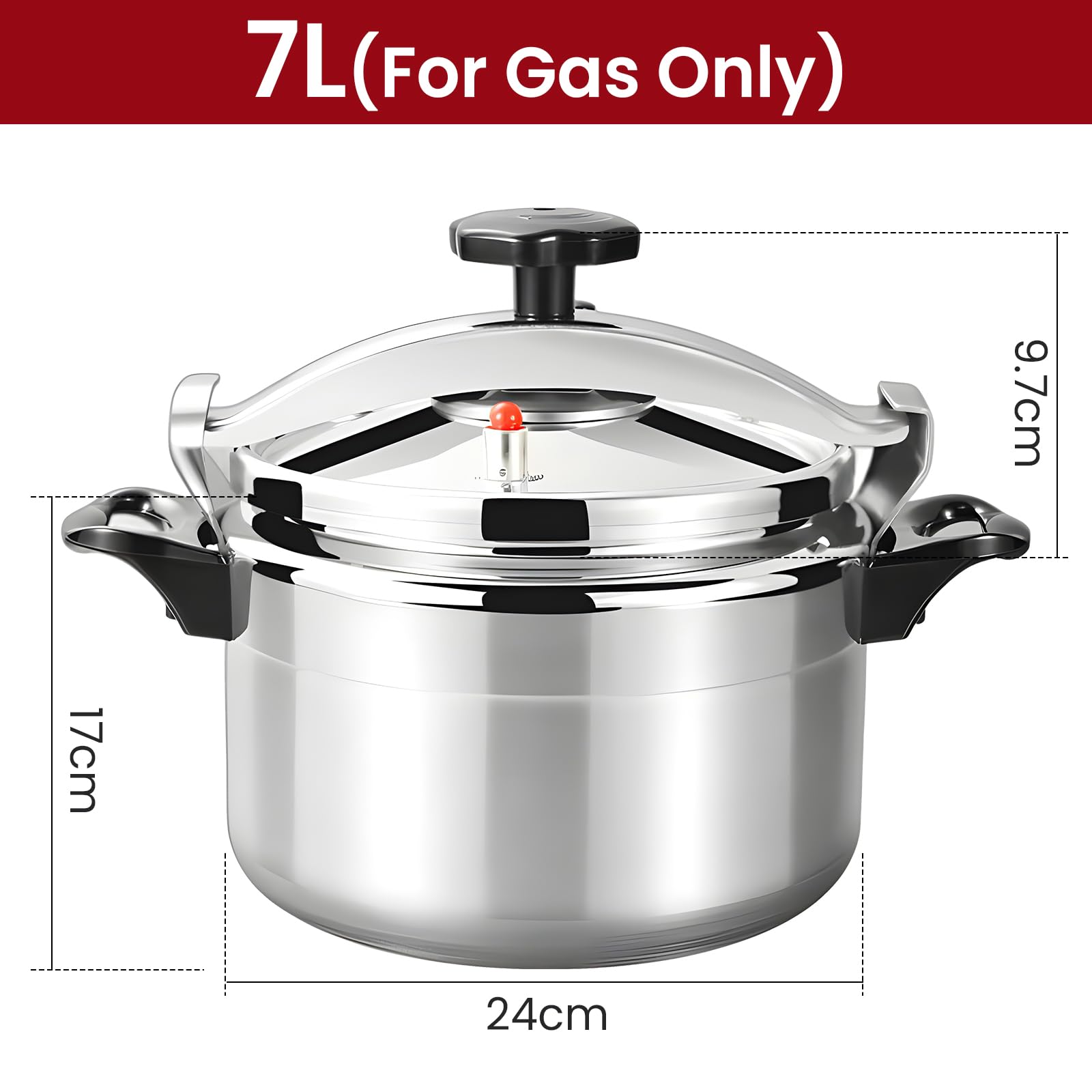 Cocotte Minute 7L/9L/11L/15L,Cocotte Minute Cuisinière à Gaz,Autocuiseur Professionnels Aluminium Avec Système Couvercle à Verrouillage Sécurisé,Double Poignée, Multicuiseur à Cuisson (7L)
