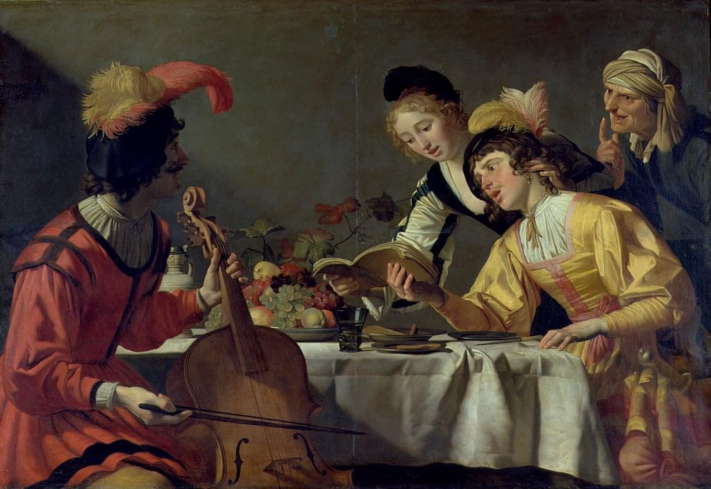 Impresión en lienzo de 60x90cm: cuadro de pared Concierto de Gerrit Van Honthorst 5