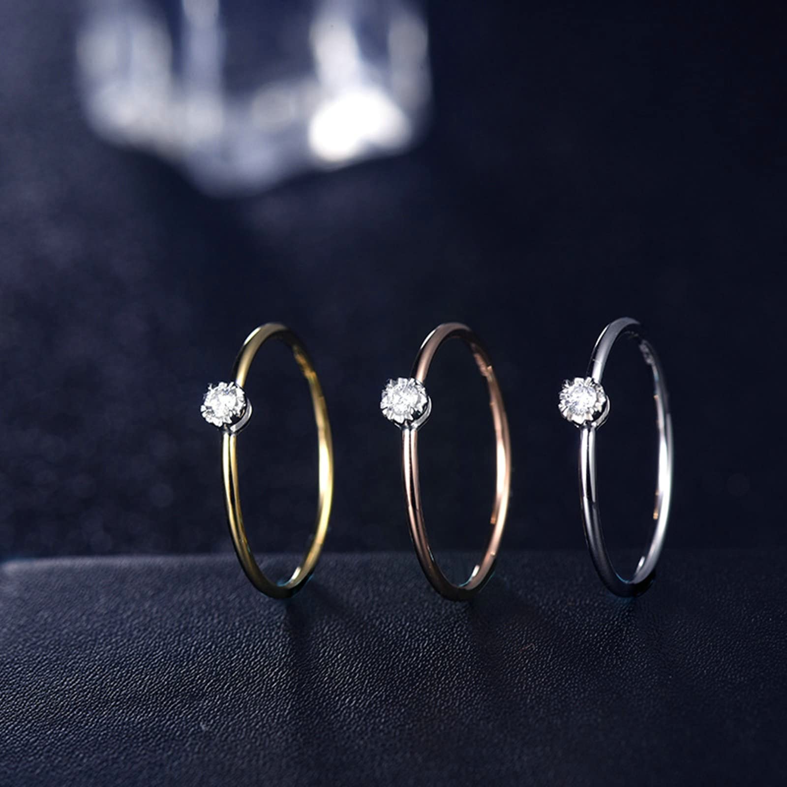 KnSam Mujer Anillo, Estilo Clásico 18 K Oro Amarillo Diamante Anillo De Bodas Oro
