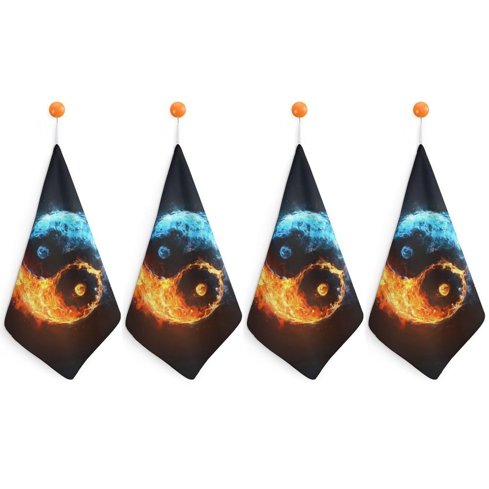 CGSBNGHA Fire And Water Ying-and-Yang Hand Towel Hanging Face Towels Cleaning Cloths Handkerchief for Bathroom Kitchen
