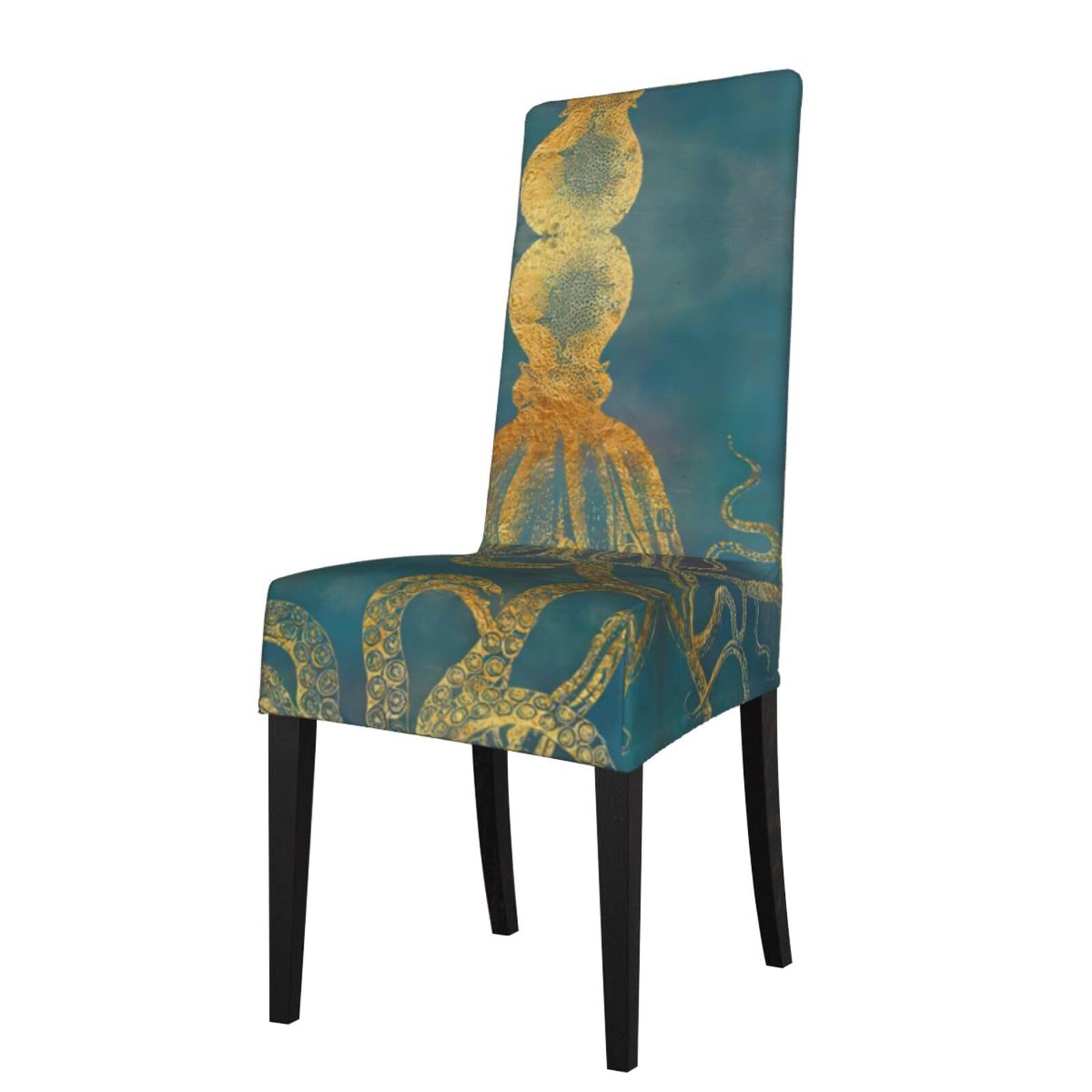 HLSBSSL Octopu Printed dining chair covers, wrinkle-resistant and iron-free, suitable for hotels, banquets, and conferences