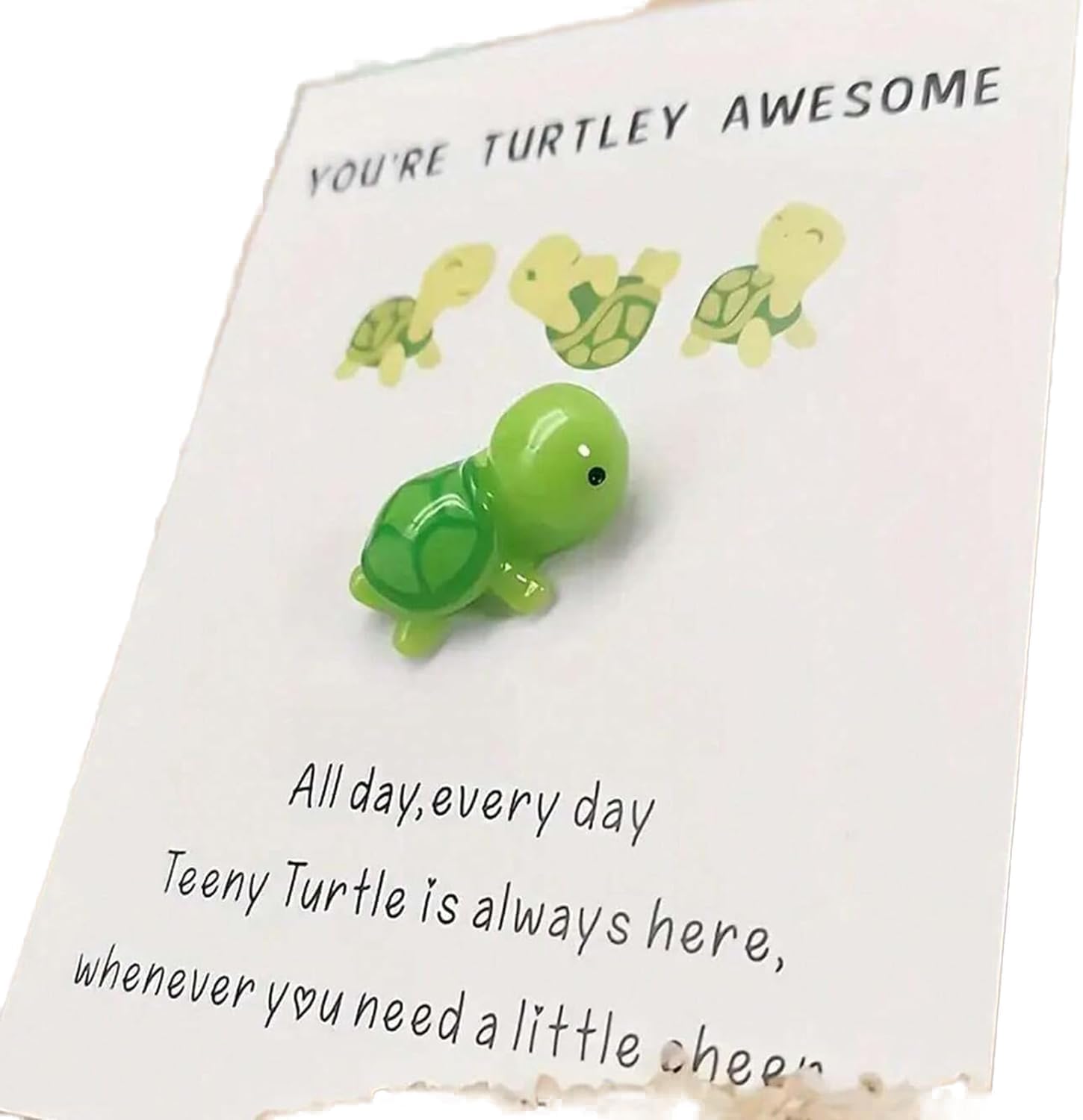 Enyolidimk Green Handmade Emotional Support, You're Turtley Awesome, Turtle Motivational Gift, Cute Mini Turtle Decoration, Lovely Turtle Shaped Card Friendship Gift, A Card With A Turtle Ornament