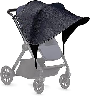 Pram Sun Shade Cover,UPF50+ Universal Baby Sunshade,Foldable Baby Stroller Sun Shade Pushchair Awning,Breathable Pram Sun Shade,Stroller Sun Shade Canopy for Pushchair,Buggy,Stroller (Black)