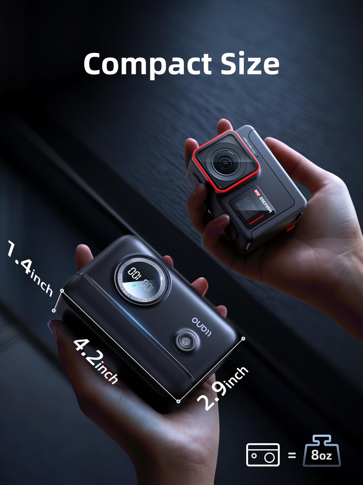 llano Ładowarka do kamery Insta360 Ace Pro 2 / Ace Pro/Ace Action, 2 x akumulatory 1750 mAh i szybka podwójna ładowarka 18 W