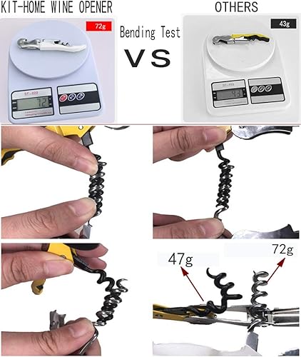 Miniatura 9 de Juego de sacacorchos profesional para camareros (4 unidades), mejorado con bisagras de acero inoxidable resistente, llave de vino para camareros de