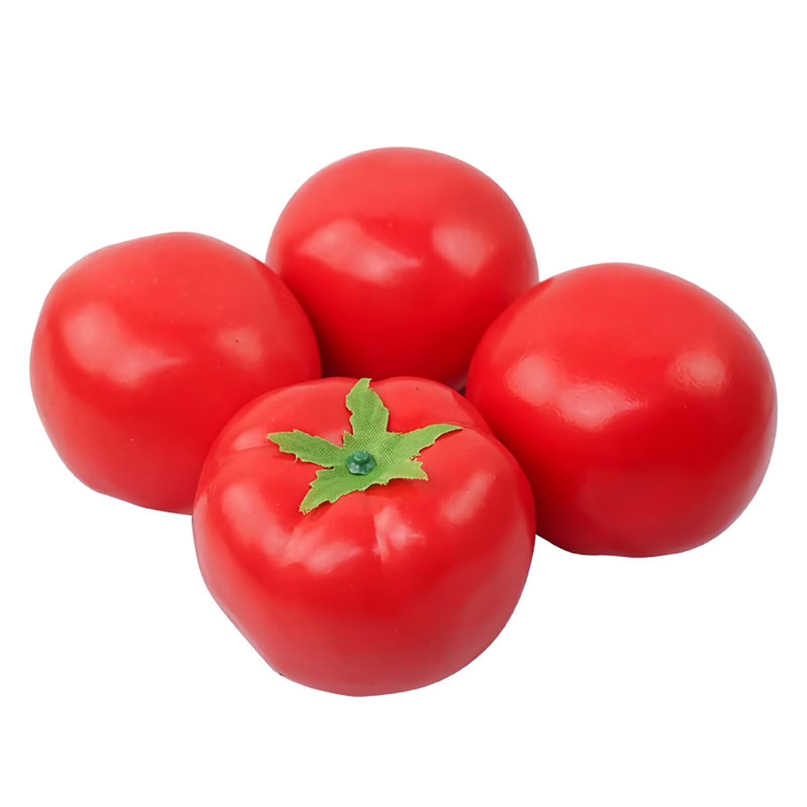 Lovmeety 4Pcs Artificial Tomatoes Faux Red Tomato Decorative Simulation Tomatoes Lifelike Tomato Fake Fruit Vegetable for Home Kitchen Party Decor Photography Props