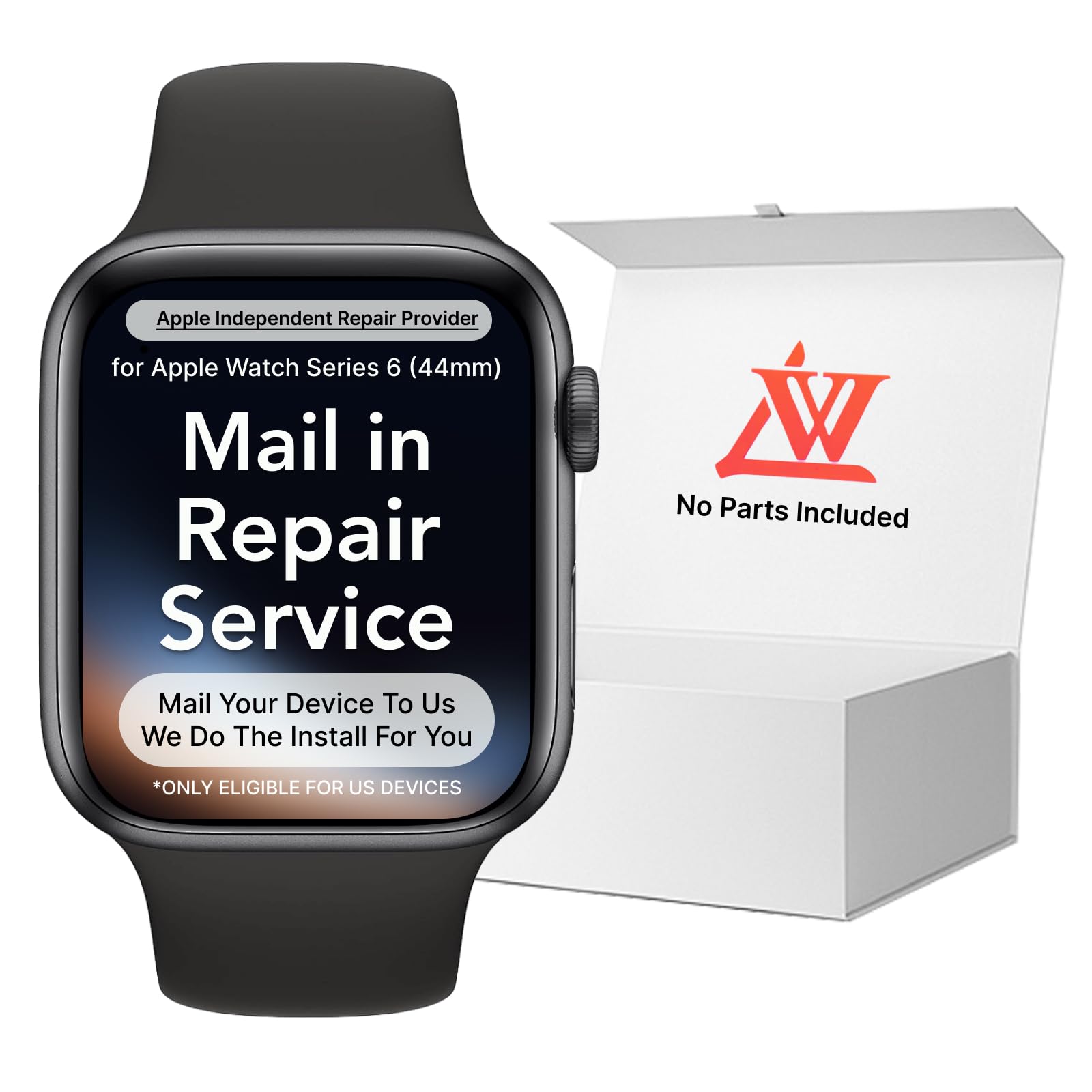 LW Mail-in Repair Service with Original OEM Pull Screen for Apple Watch Series 6 (44mm) Replacement Screen LCD Display Touch Digitizer Full Assembly